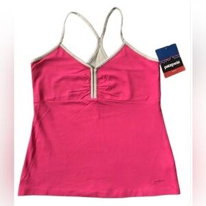 Patagonia Tank Top Shirt Womens Large Pink Balance Racerback Slim Fit Yoga NEW